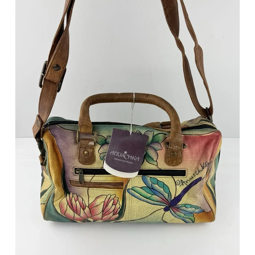 Anuska Zip Around Satchel With Cross Body Strap and 2 handles New With Tags